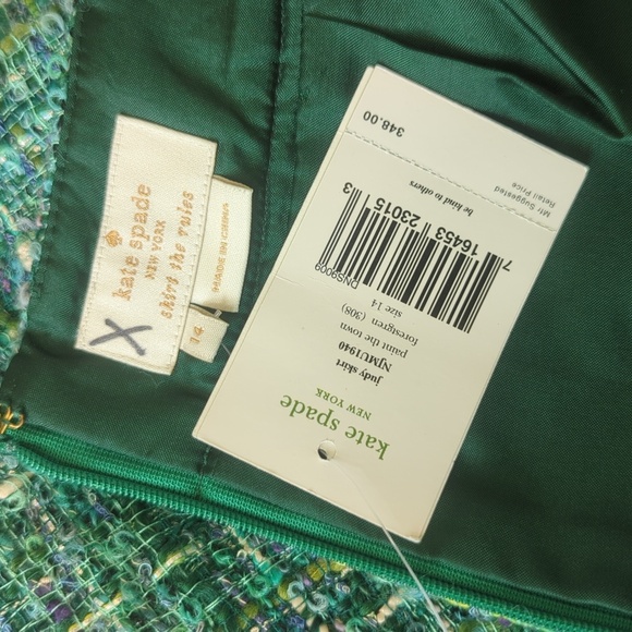 Kate Spade Paint the Town Judy Skirt in Forrest Green Tweed - Picture 6 of 7